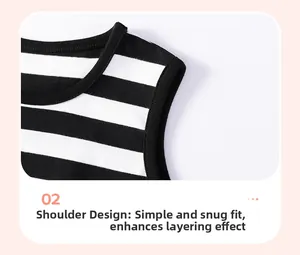 Detail of striped cotton summer dress showing high-quality shoulder stitching and piping