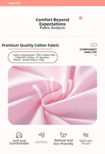 Détail du tissu en coton rose : haut 100% coton et pantalon en mélange coton et élasthanne