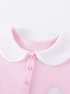 Süßes Mädchen Sommer Bekleidungsset Baumwolle Polo Top Und Ripphose Mit Peter Pan Kragen Applikation Für Kinder Mode