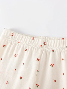 Mädchen Schlafhose aus Baumwolle mit rotem Kirschprint und bequemem Gummizugbund