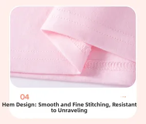 Détail de l'ourlet en coton tricoté rose avec une finition durable à double couture