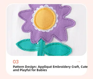Detailed view of 3D floral appliqué embroidery on white cotton baby summer suit