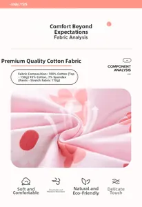 Détail du tissu floral montrant le haut 100% coton et le pantalon extensible en lycra