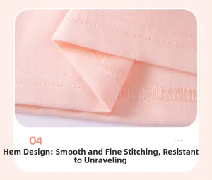 Detail view of pink cotton garment featuring smooth flat-stitched durable bottom hem finish