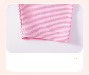 Close-up of pink and white striped cotton fabric showing durable double-needle leg hem sewing