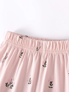 Ensemble pyjama enfant en coton à fleurs roses avec taille élastique et maille douce