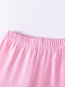 Short rose en coton tricoté pour filles avec taille élastique et texture douce