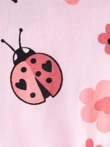 Ensemble fille en coton tricoté rose avec motifs mignons de coccinelle et fleurs