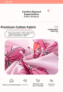 Detail of 100% cotton fabric and material weight for cute pink bow girl's summer set