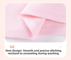 Detail eines rosa Stricksaums mit strapazierfähiger Doppelnadelnaht an Kinderkleidung