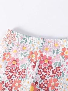 Leggings pour filles avec taille élastique large et imprimé marguerites roses