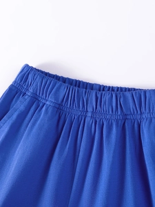 Boys summer cotton striped set with royal blue elastic waistband shorts for toddlers