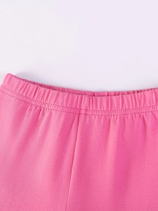 Pink knit cotton baby shorts with elastic waistband for cute summer girls outfit set
