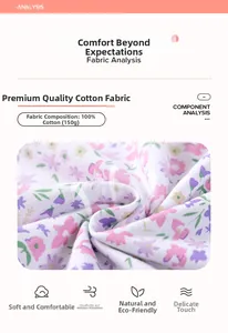 Detail of 100% cotton floral fabric showing breathable texture and pink floral pattern