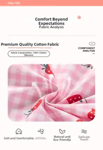 Détail du tissu 100% coton tissé avec carreaux roses et fraises pour robes de filles