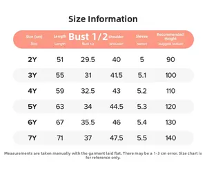 Tableau des tailles détaillé pour robe en tulle fille avec mesures de 2 ans à 7 ans