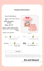 Ensemble d'été rose pour filles en coton avec licorne arc-en-ciel et short à étoiles