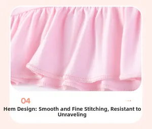 Vue détaillée de l'ourlet en coton rose avec design à volants et coutures soignées
