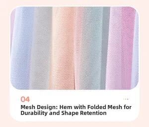 Détail du tissu en tulle multicouleur avec ourlet durable pour robe de petite fille