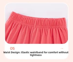 Close-up of flexible elastic waistband on soft pink knit cotton shorts for boys