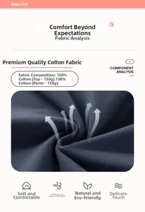 Detail of 100% cotton breathable navy knit fabric for boys' summer clothing set