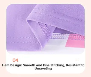Detailed close-up of purple knit hem showing precision double-needle stitching and inner lock