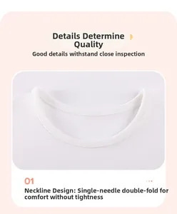 Détail de l'encolure en coton blanc avec des coutures extensibles de haute qualité