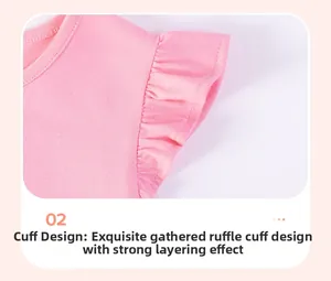 Détail de robe rose en coton montrant les manches volantées et la broderie smockée