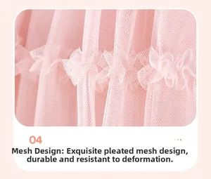 Detailed macro view of pink tulle fabric with delicate gathered design and soft texture