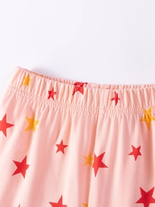 Pantalon rose en coton pour filles avec motifs étoiles et taille élastique confortable