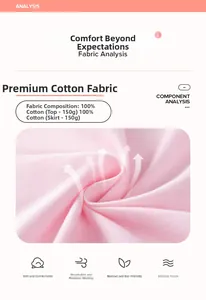 Detail of 100% cotton fabric showing soft 150g breathable texture for girls' summer outfit