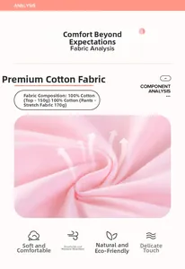 Detail aus 100% rosa Baumwolle zeigt atmungsaktive Textur und 150g Gewicht für Mädchen-Set