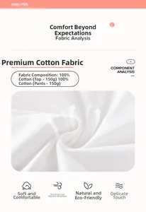 Detail showing 100% cotton fabric texture and 150g breathable material for kids sets