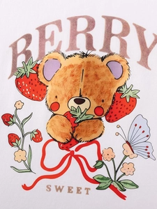 Ensemble d'été pour enfants en coton avec imprimé ours mignon et fraises