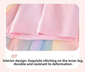 Detail of pink knitted fabric and rainbow mesh tulle with fine stitching and soft texture