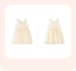 Vue avant et arrière d'une robe tutu sans manches pour fille avec col à volants