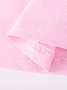 Rosa Baumwollstrickkleid für Mädchen mit hochwertigen Details an der Doppelnadelnaht