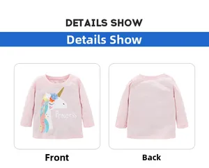 Dettaglio della t-shirt rosa a maniche lunghe con grafica unicorno e scritta Princess