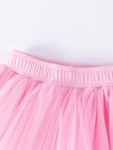 Jupe tutu en tulle rose pour filles avec taille élastique et maille légère multicouche