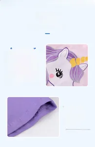 Detail of unicorn print and fine stitching on a soft cotton girls summer outfit set