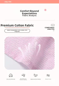 Détail de la texture gaufrée en seersucker rose et blanc en coton et polyester