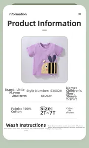Vue détaillée du t-shirt violet en coton avec broderie d'éléphant de qualité pour fille