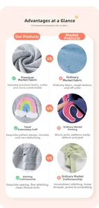 Détail d'une robe en coton doux avec broderie arc-en-ciel et coutures à volants