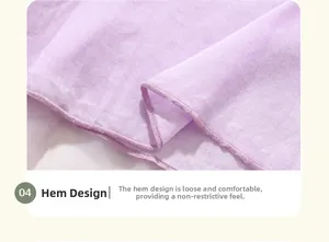 Close-up of the breathable lavender hemline on this princess cotton dress for girls