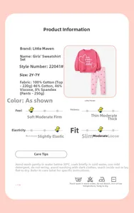 Detail specifications of girl's cotton pink sweatshirt set and heart print trousers