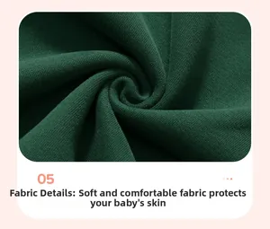 Macro view of soft dark green knit cotton fabric texture for toddler girl sweatshirt