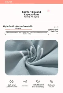 Detail of 100% cotton light blue fabric texture and breathability for girls clothing set