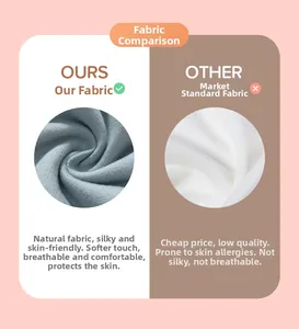 Detail comparison showing natural skin-friendly knit fabric versus ordinary material