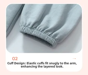 Detail of light blue sweatshirt elastic cuffs with soft cotton knitted fabric texture