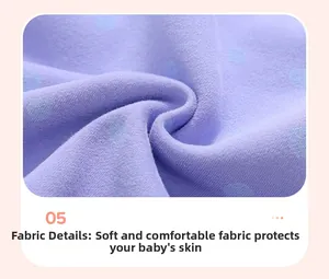 Gros plan sur le tissu en coton doux à pois violets pour sweat-shirt fille